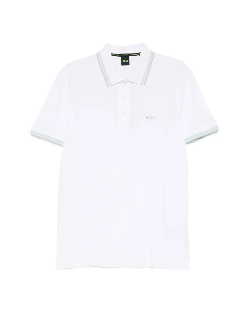 HUGO BOSS Striped-collar Polo Shirt White