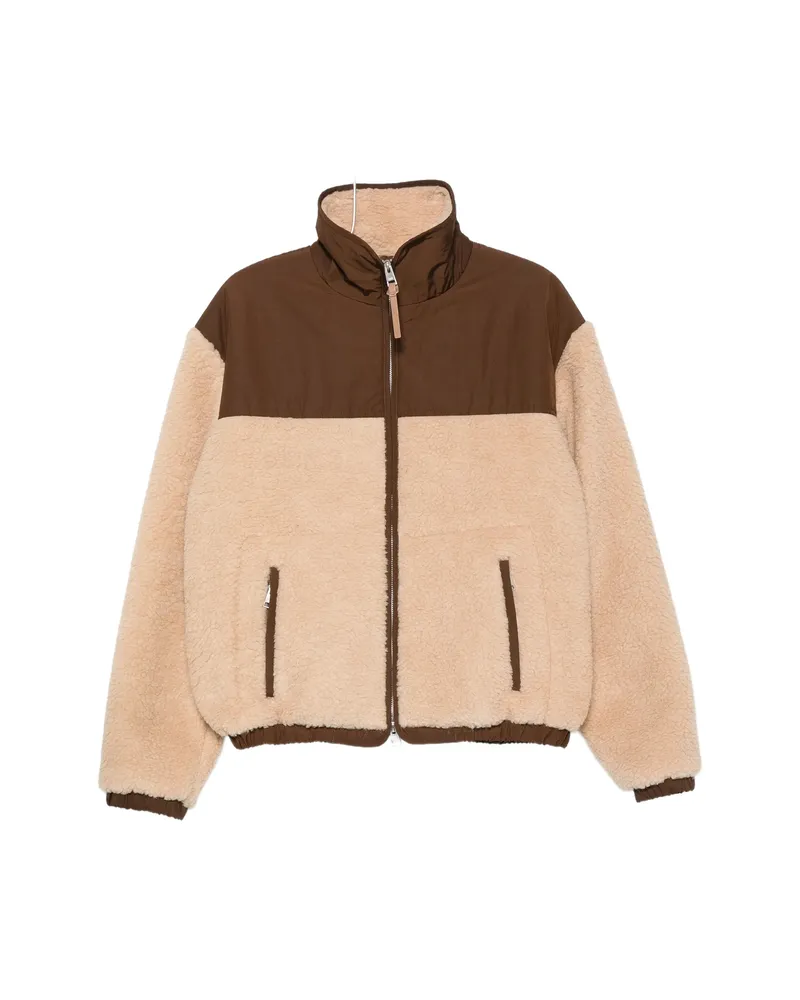 AMI Paris Fleece-texture Panelled Jacket Neutrals