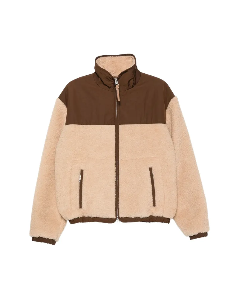 AMI Paris Fleece-texture Panelled Jacket Neutrals