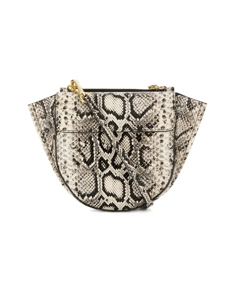 WANDLER Python Print Tote Bag Black