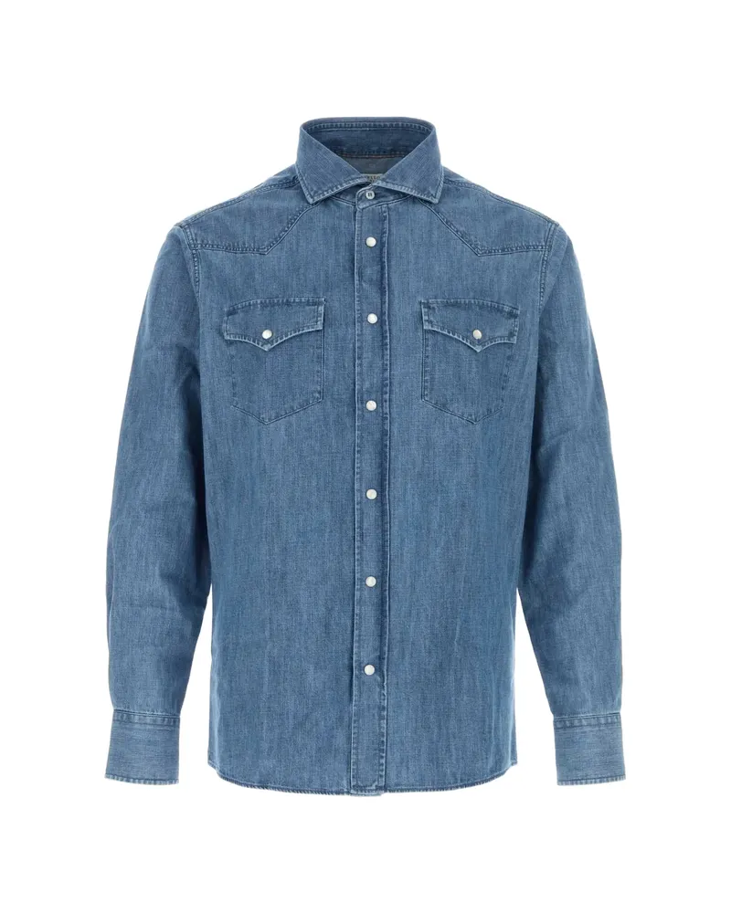 Brunello Cucinelli Western-style Press-stud Shirt Blue