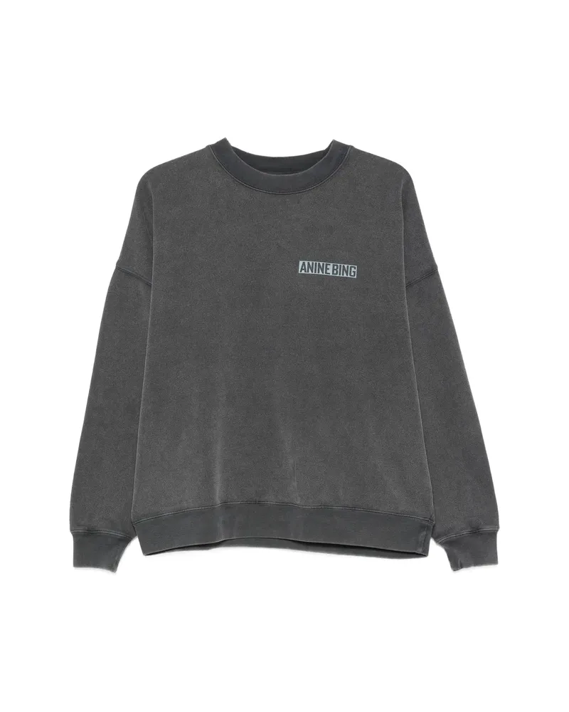 Anine Bing Miles Logo-print Cotton Sweatshirt Grey