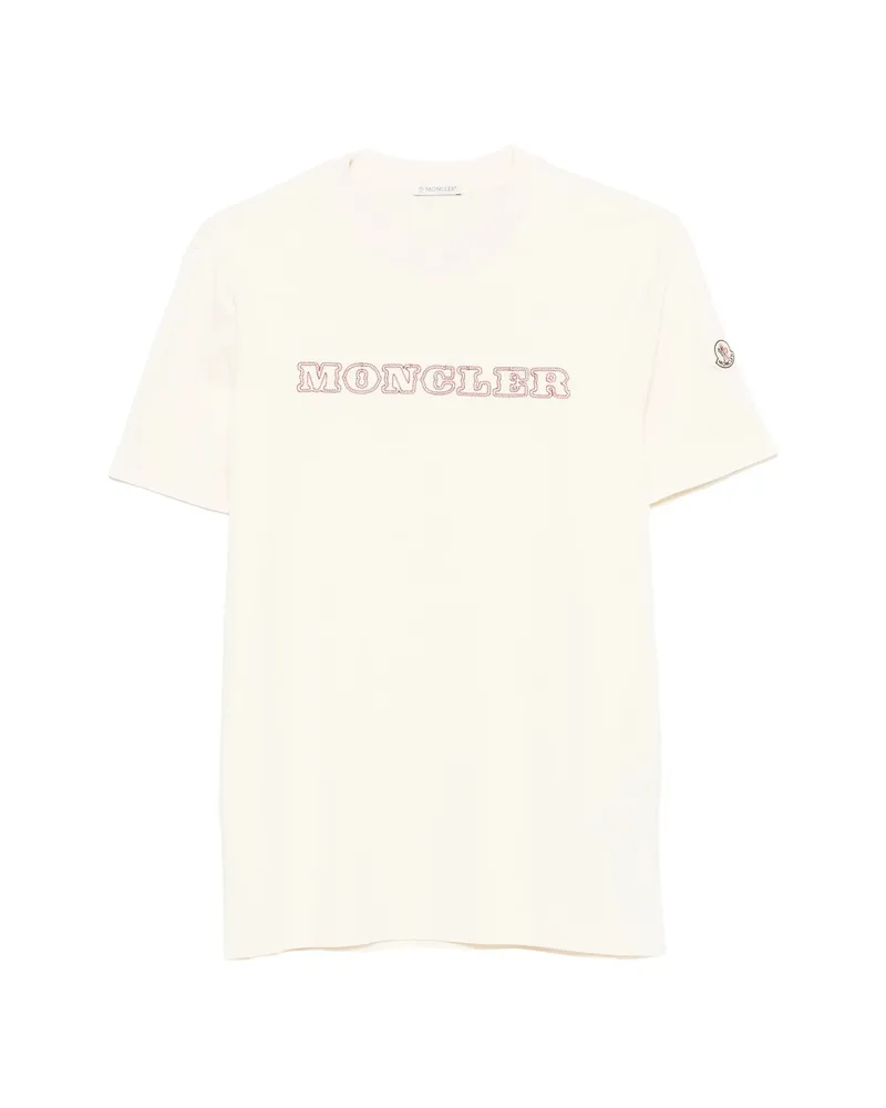 Moncler Logo-embroidered T-shirt Neutrals