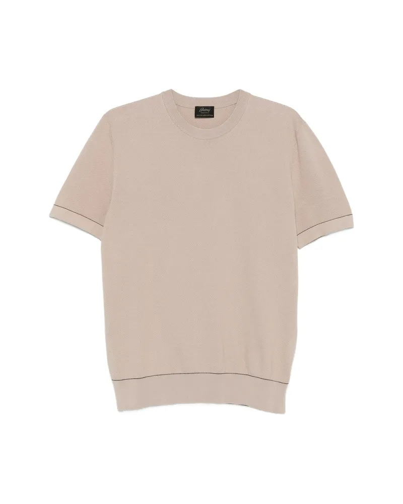 Brioni Contrast-trim T-shirt Neutrals