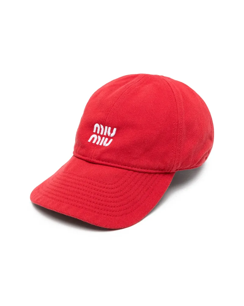Miu Miu Logo-detail Baseball Cap Red