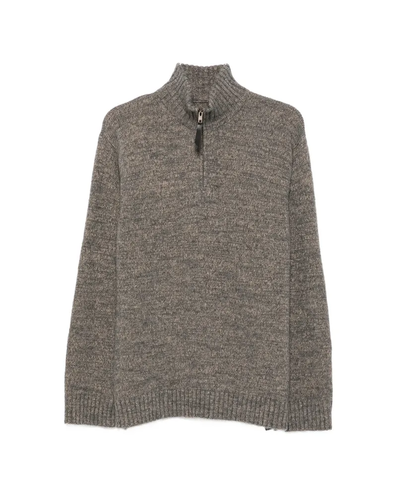 Maison Margiela Quarter-zip Knitted Sweater Grey
