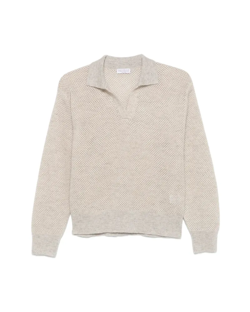 Brunello Cucinelli Perforated-knit Sweater Neutrals