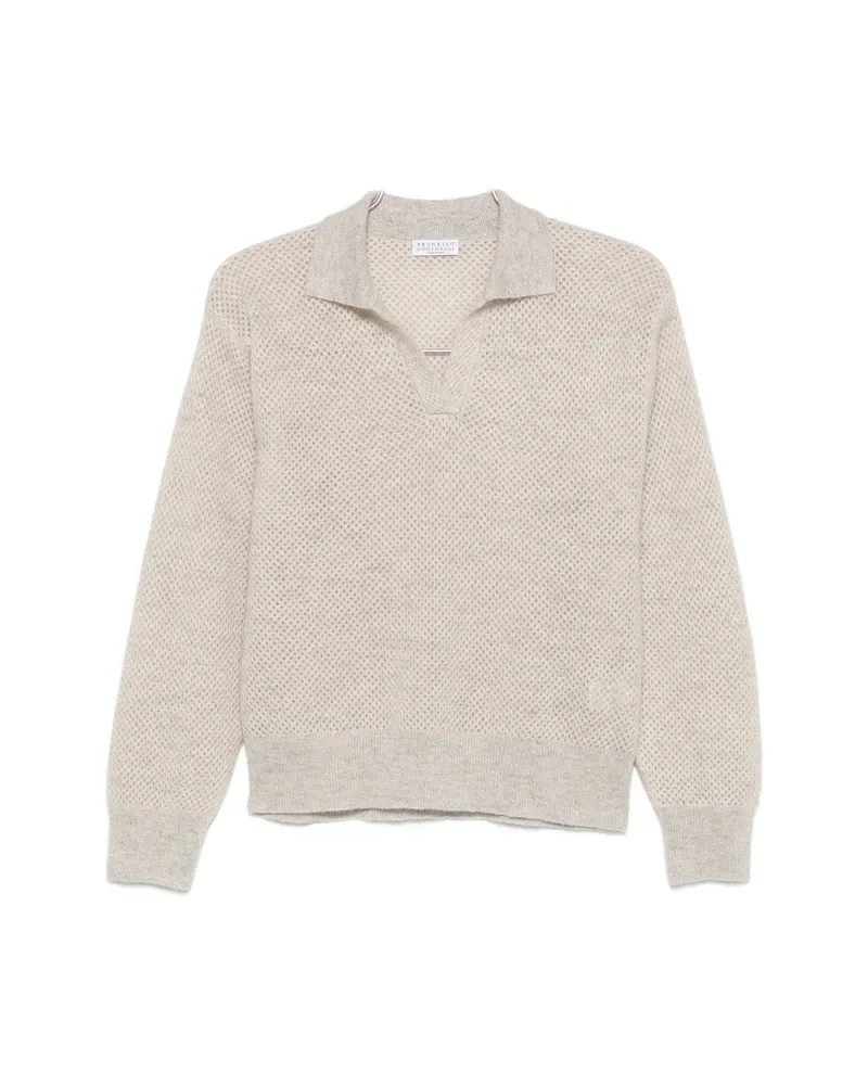 Brunello Cucinelli Perforated-knit Sweater Neutrals