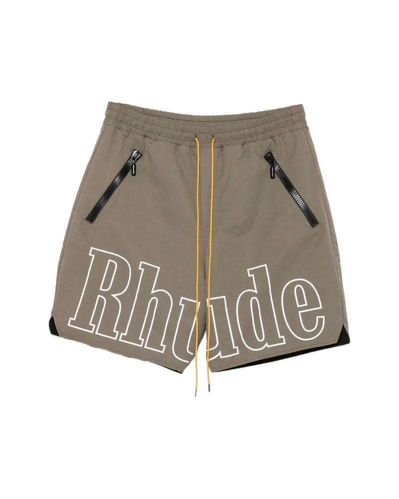 RHUDE Logo-print Drawstring Shorts Green