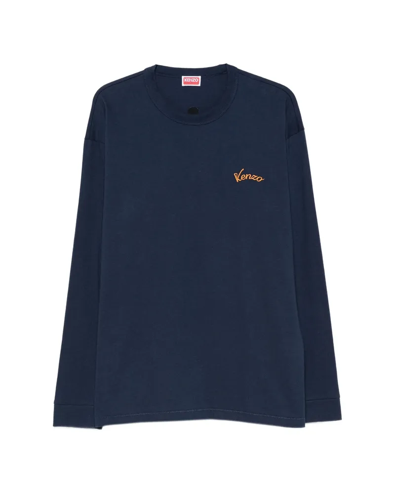 Kenzo Eiffel Tower-print Long-sleeve T-shirt Blue