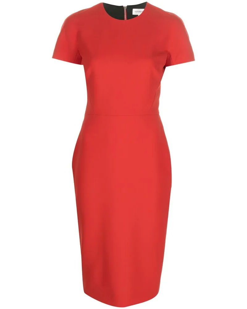 Victoria Beckham Crepe Shift Dress Red