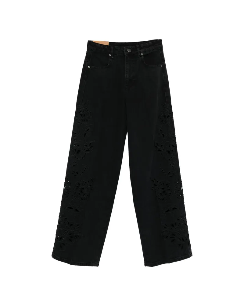 FARM Rio Floral-appliqué Five-pockets Jeans Black