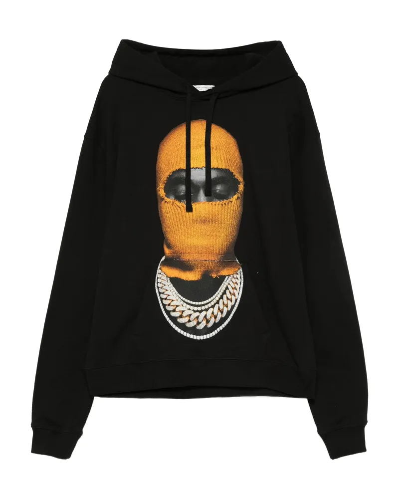 IH NOM UH NIT Balaclava-print Cotton Hoodie Black