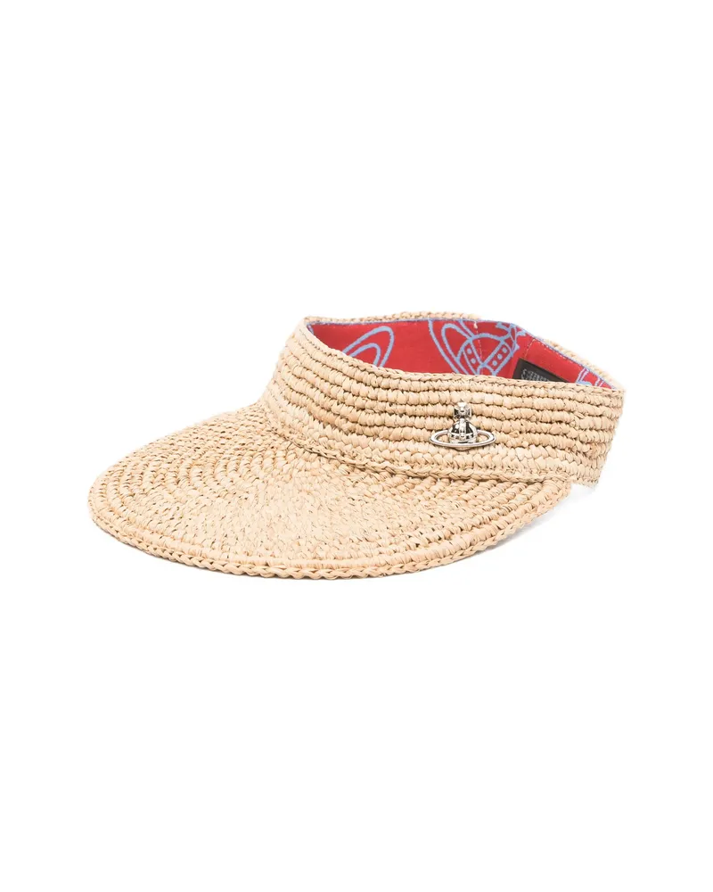 Vivienne Westwood Orb Raffia Visor Neutrals