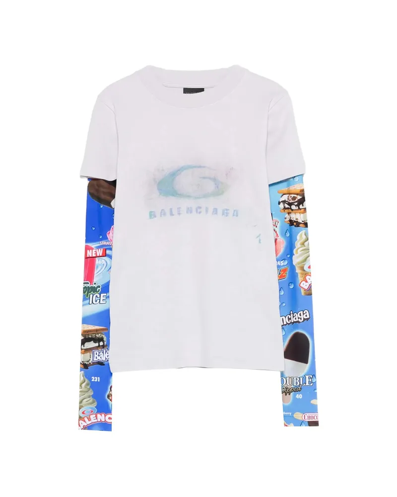 Balenciaga Logo-detail Long-sleeve Top Grey