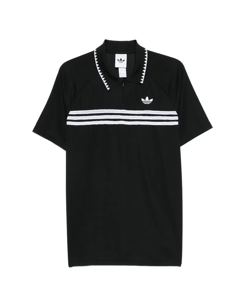 adidas Striped-detail Polo Shirt Black