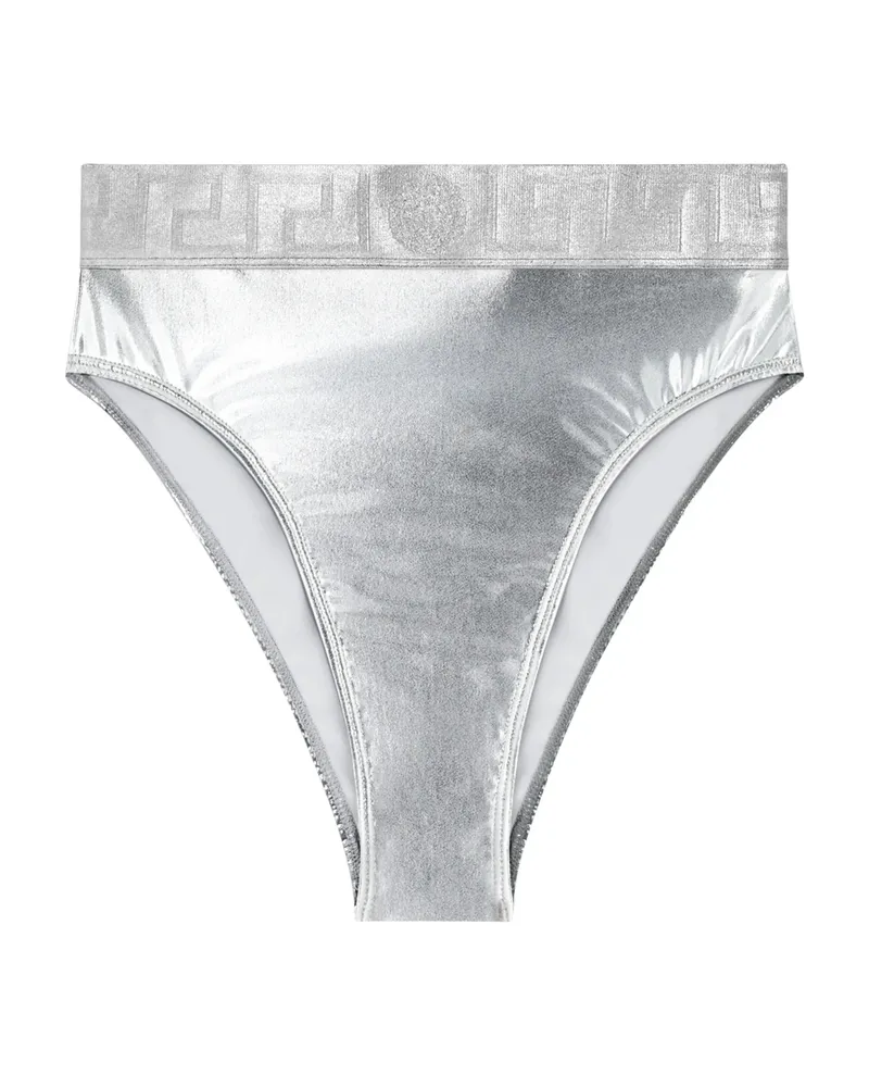 Versace Metallic Bikini Bottoms Silver