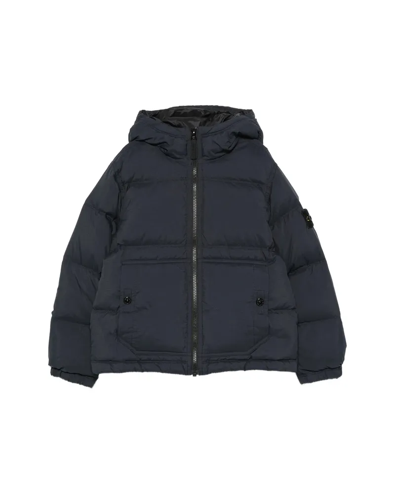 Stone Island Logo-patch Hooded Jacket Blue