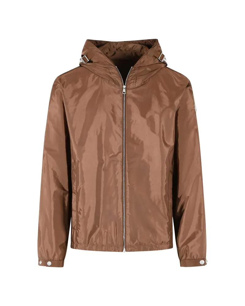 Moncler Hooded Zip Jacket Brown