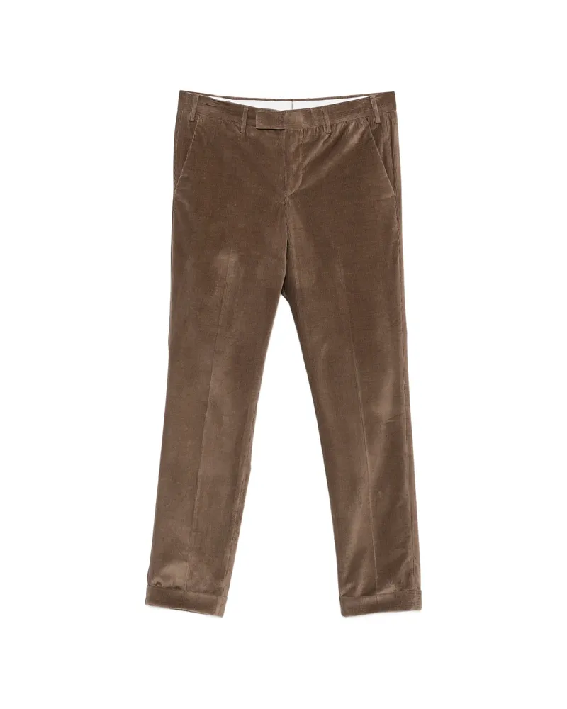 PT TORINO Corduroy-texture Turned-up Trousers Brown