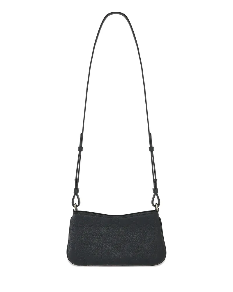 Gucci GG Motif Leather Shoulder Bag Black
