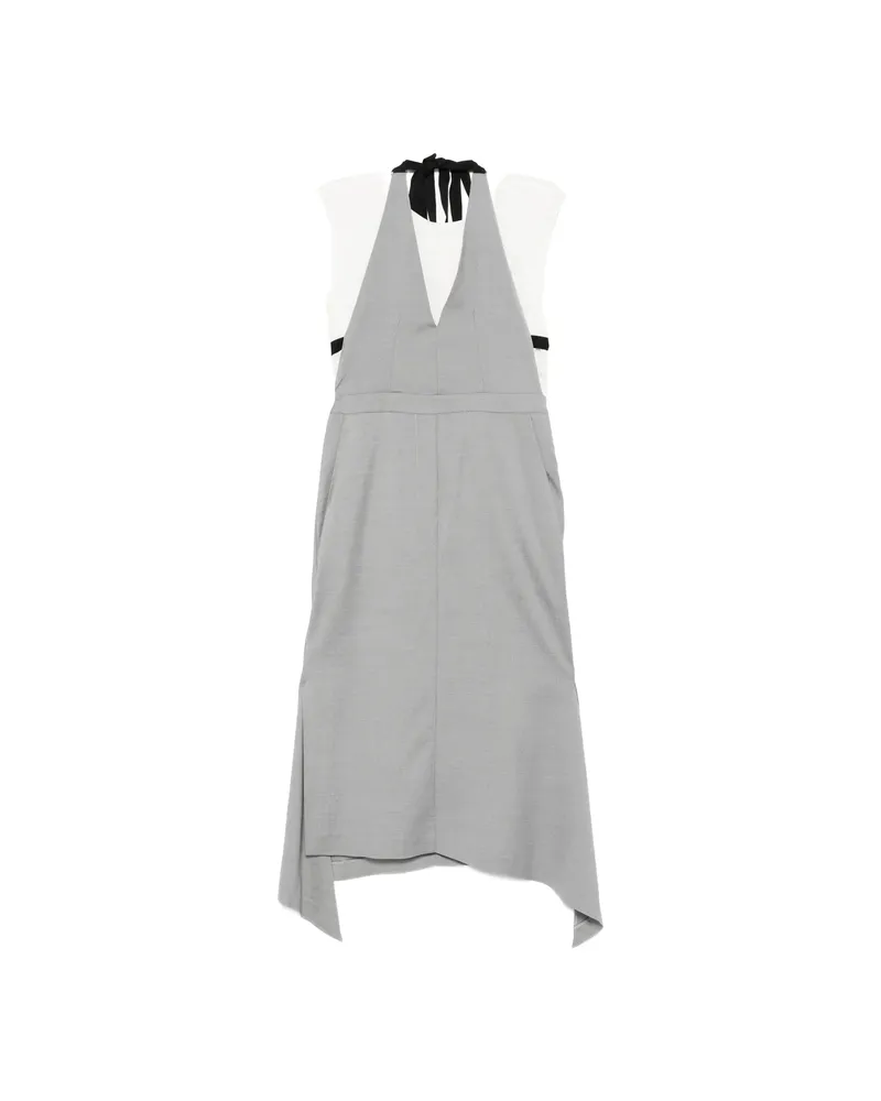 TELA V-neck Halterneck Midi Dress Grey