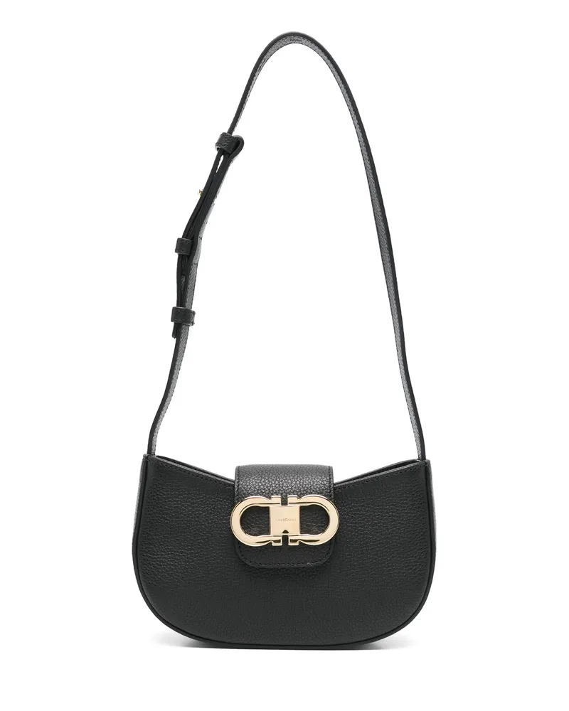 Ferragamo Double Gancini Mini Shoulder Bag Black