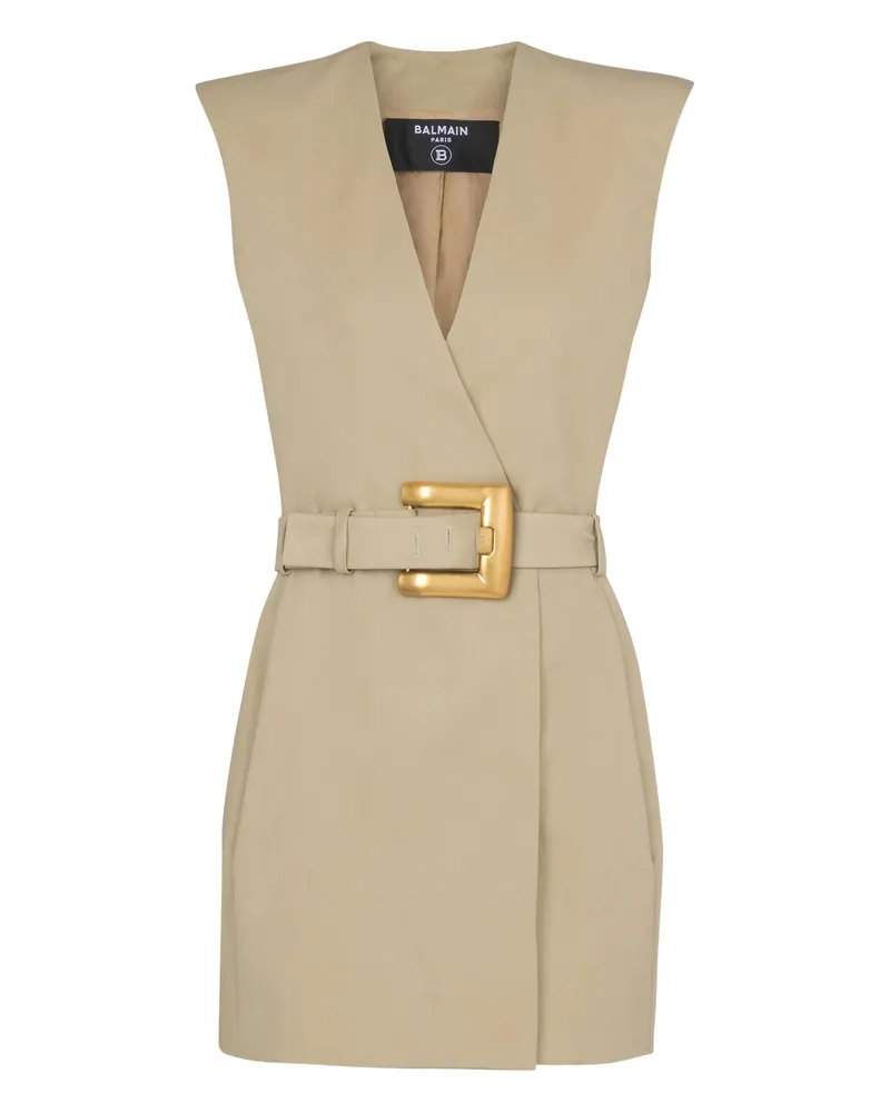 Balmain Belted Blazer Dress Neutrals