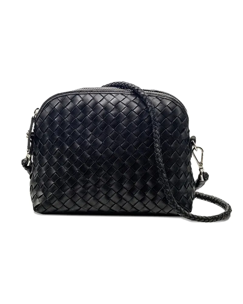Dragon Diffusion Fellini Woven-leather Cross Body Bag Black