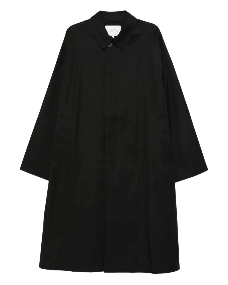 Studio Nicholson Crowe Buttoned Trench Coat Blue