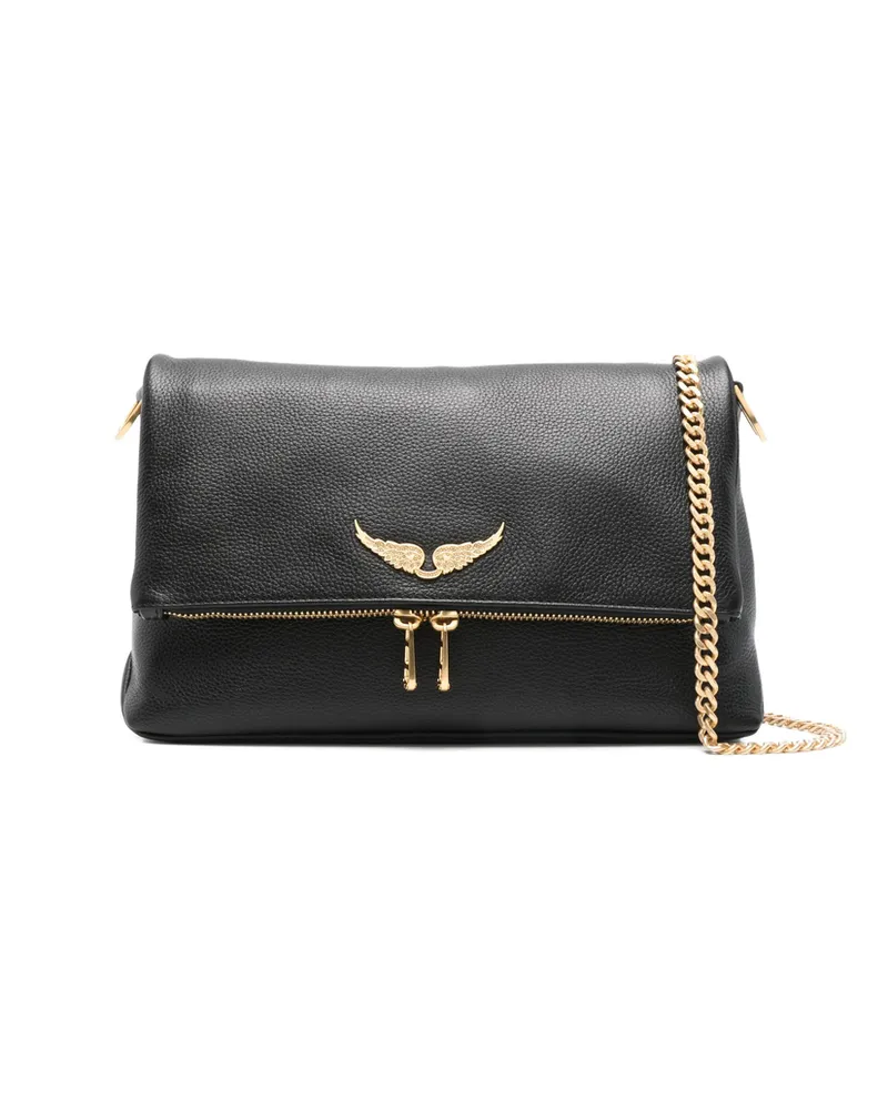 Zadig & Voltaire Rocky Grained-leather Shoulder Bag Black