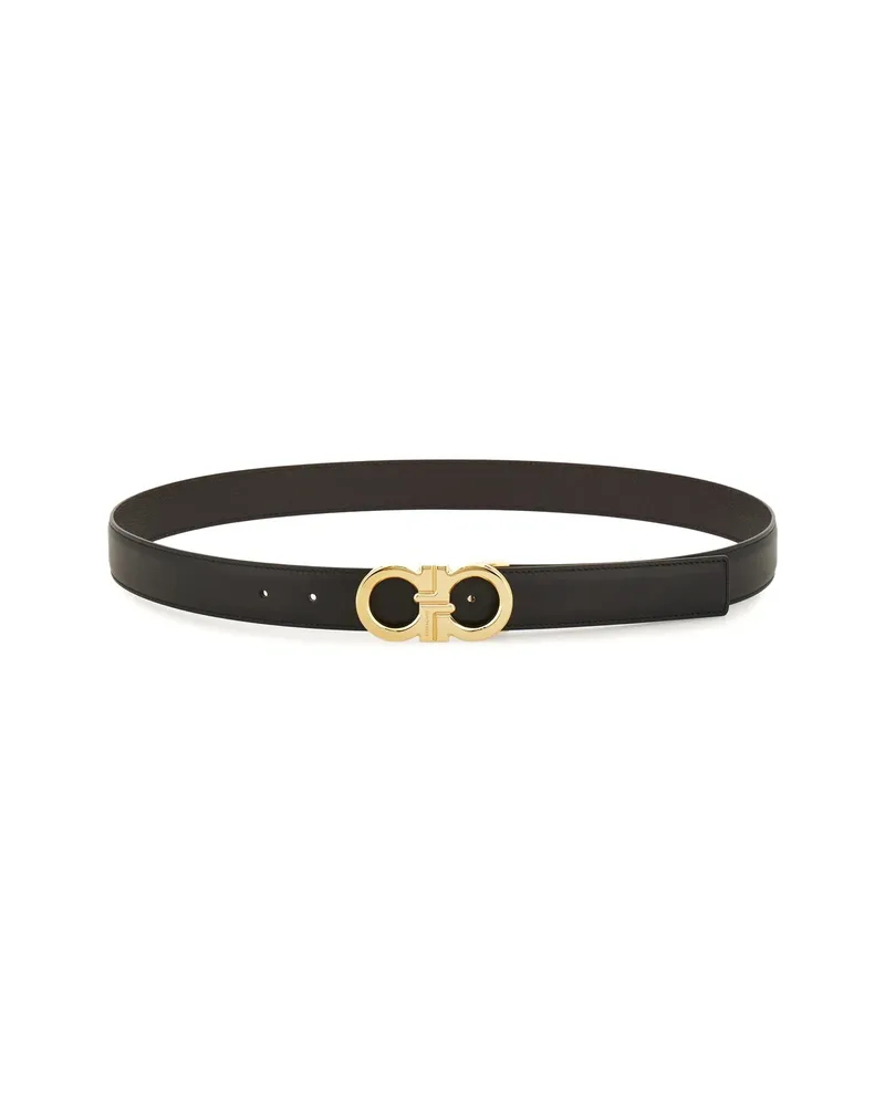 Ferragamo Reversible Gancini Buckle Belt Black
