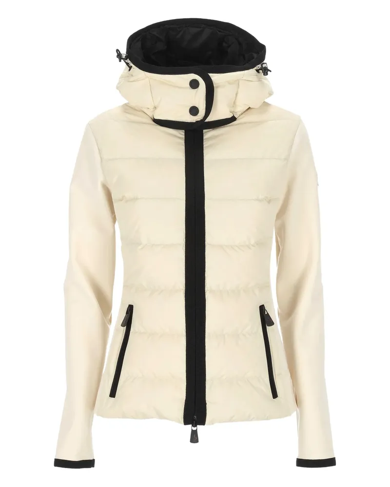 Moncler Lamoura Hooded Buttoned Jacket Neutrals