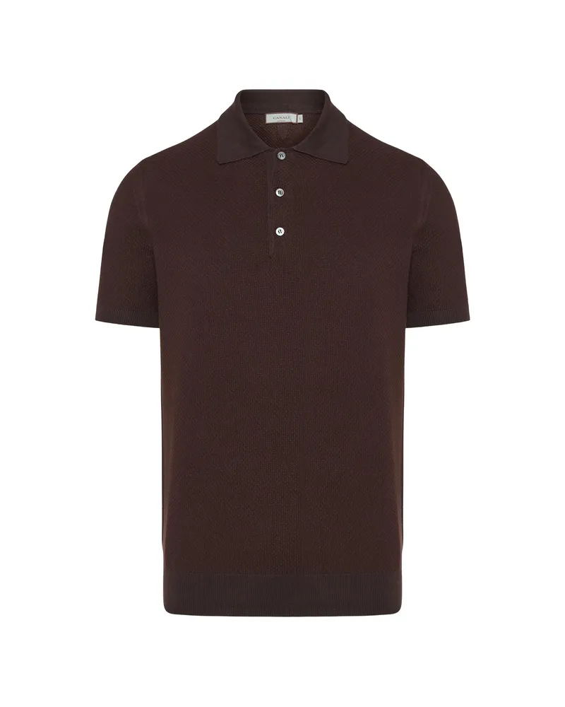 Canali Buttoned Polo Shirt Brown