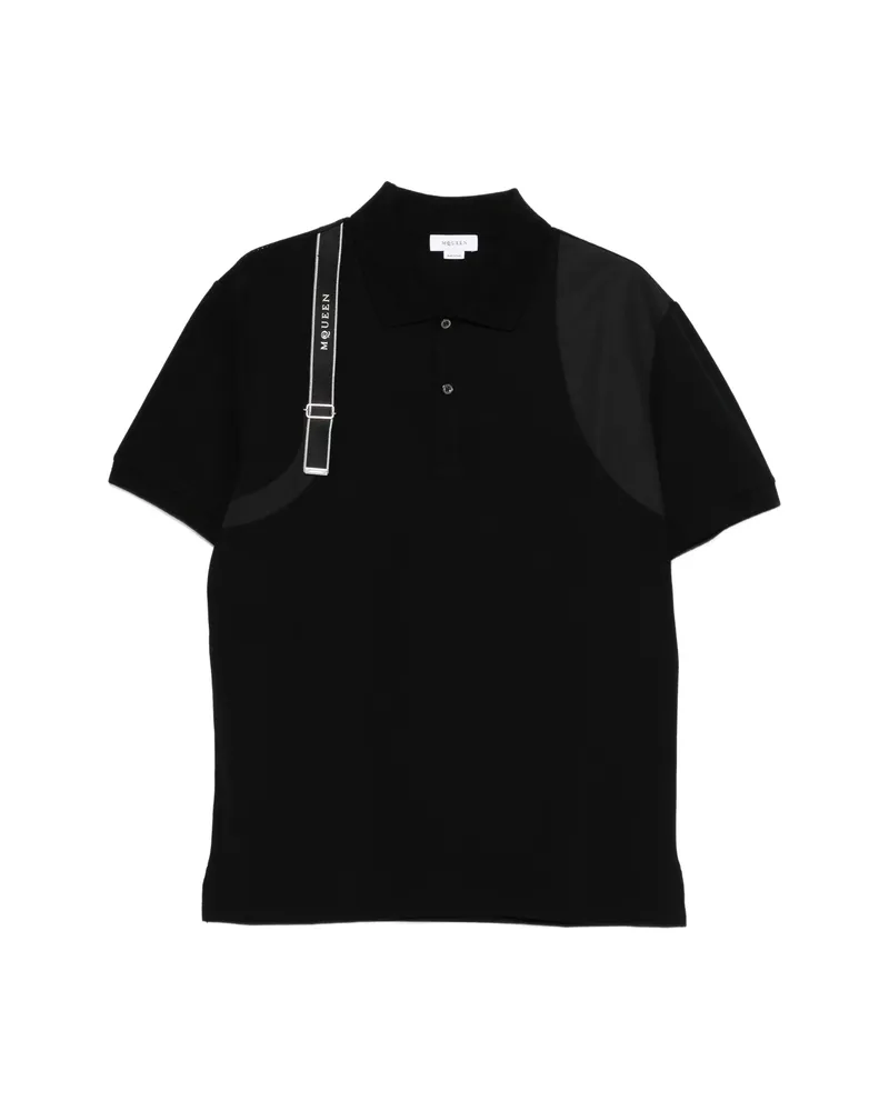 Alexander McQueen Harness-detail Panelled Polo Shirt Black