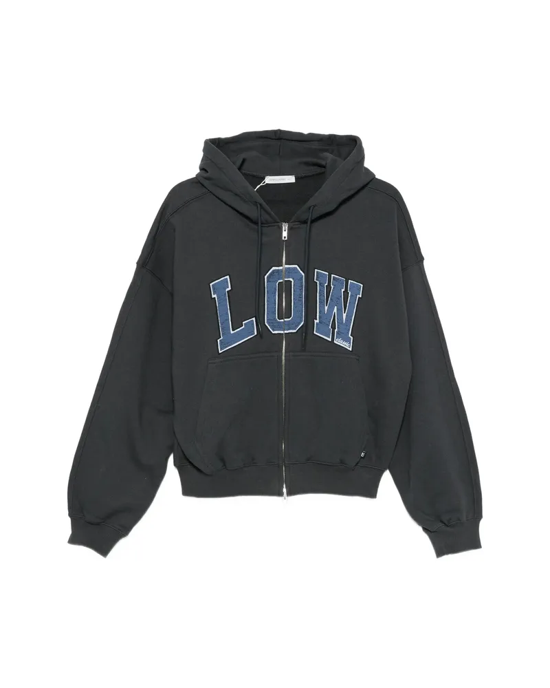 LOW CLASSIC Logo-appliqué Zip-up Hoodie Grey