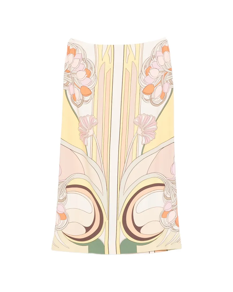 La DoubleJ Floral-print Midi Skirt Neutrals