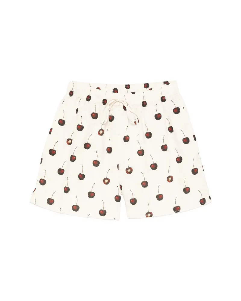 Stine Goya Cherry-print Drawstring Shorts Neutrals