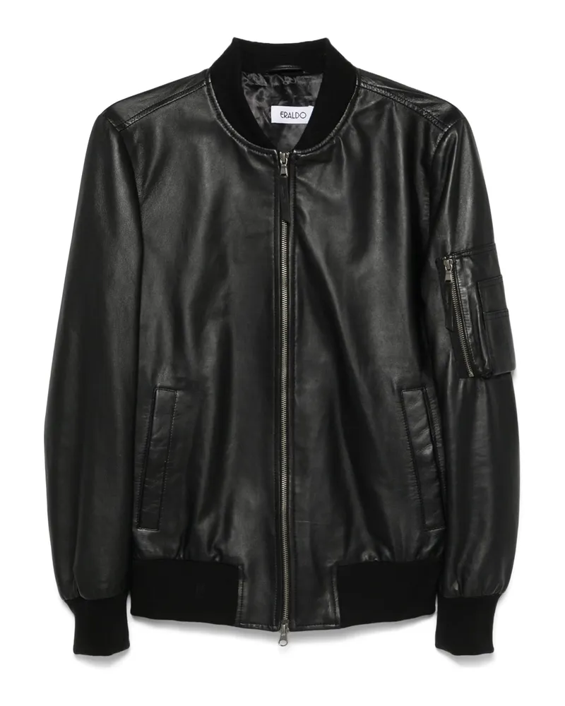 ERALDO Leather Bomber Jacket Black