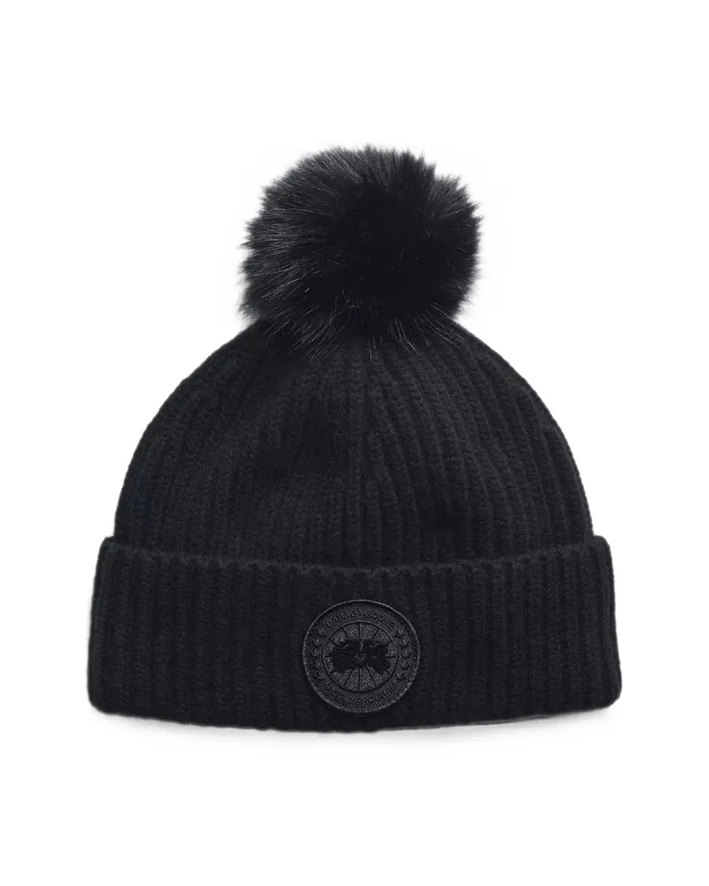 Canada Goose Pom-pom Ribbed-knit Beanie Hat Black