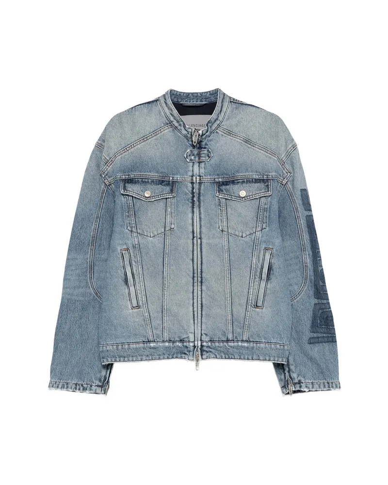 Balenciaga Zip-fastening Denim Jacket Blue