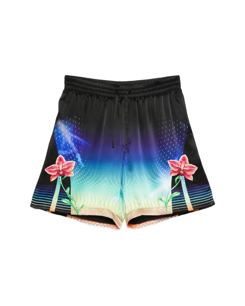 Casablanca Paris Floral-print Drawstring Shorts Black