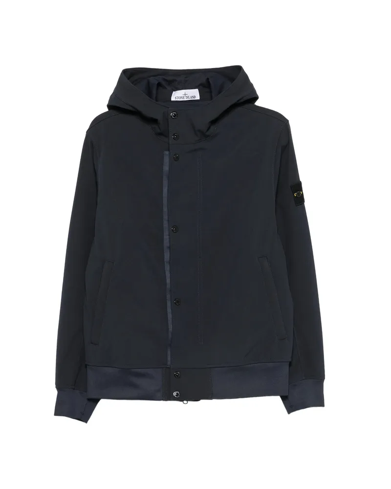 Stone Island Logo-patch Hooded Jacket Blue