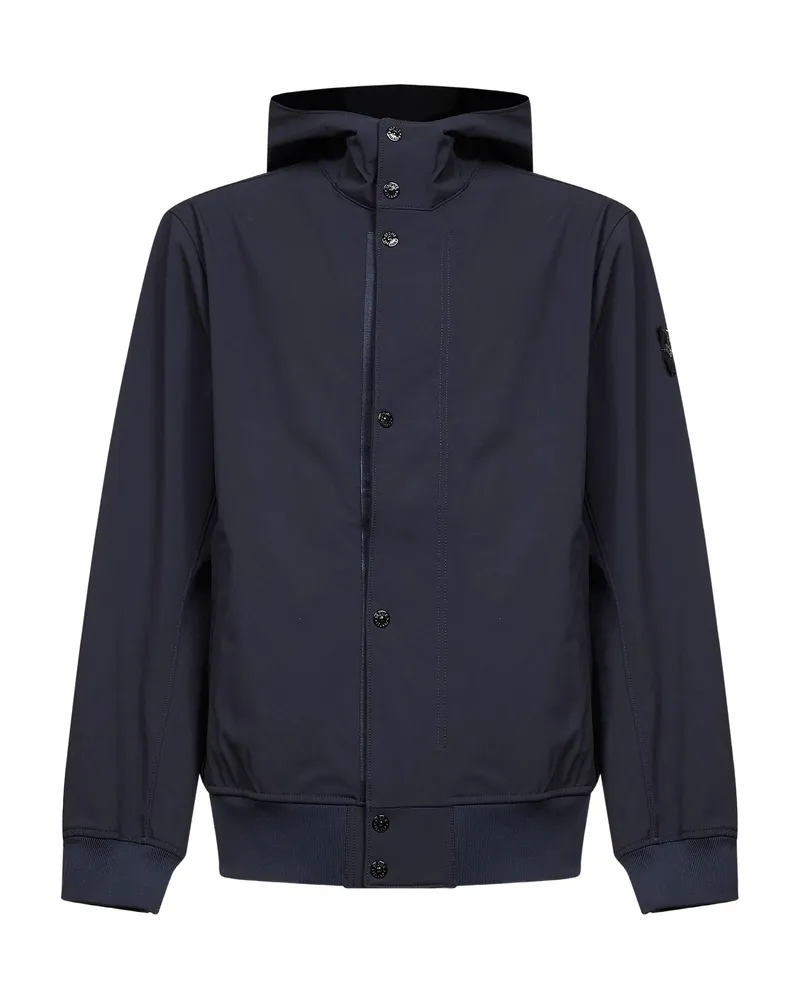 Stone Island Hooded Zip-up Jacket Blue