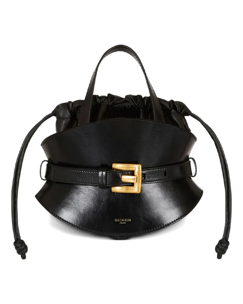 Balmain Mini Belted-detail Tote Bag Black