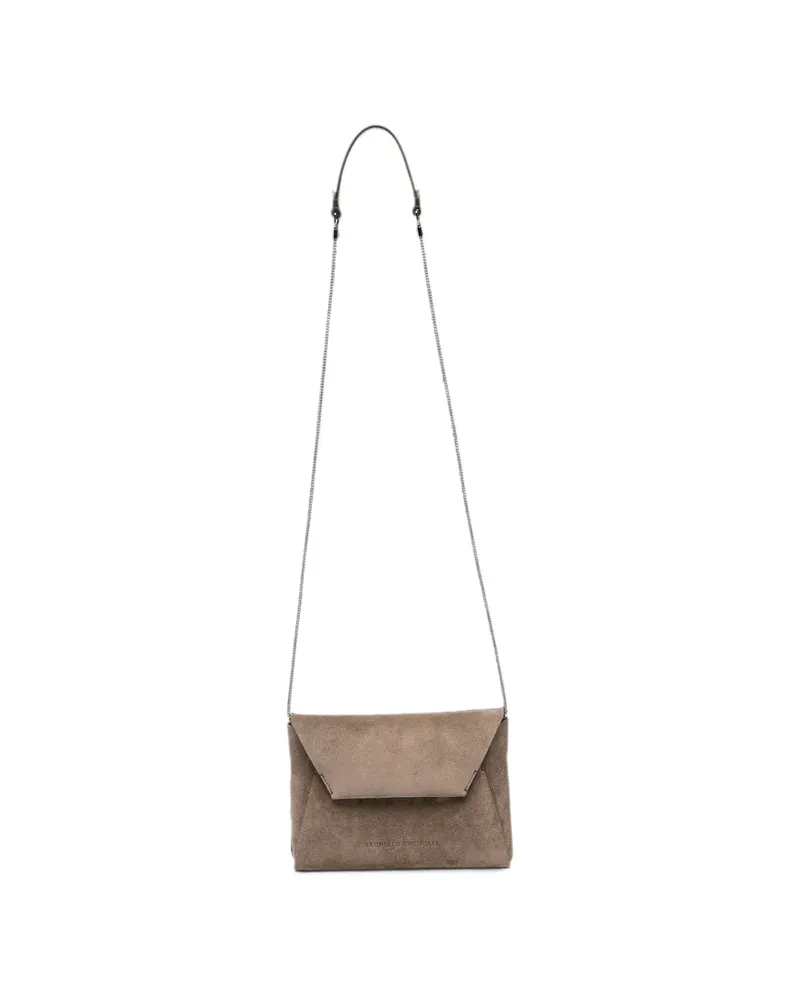 Brunello Cucinelli BC Duo Suede Clutch Bag Brown