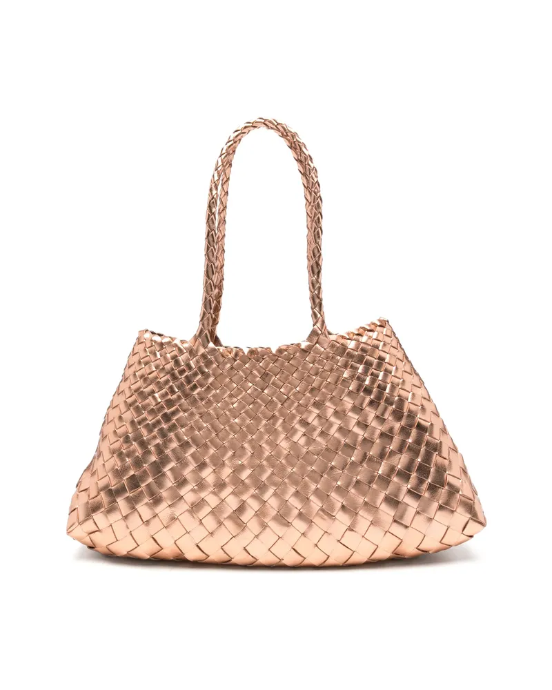 Dragon Diffusion Santa Croce Woven Metallic Leather Tote Bag Gold