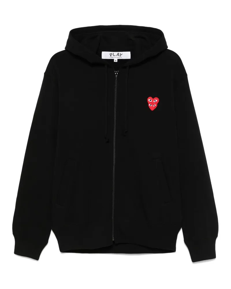 Comme des Garçons Double Heart-patch Hoodie Black