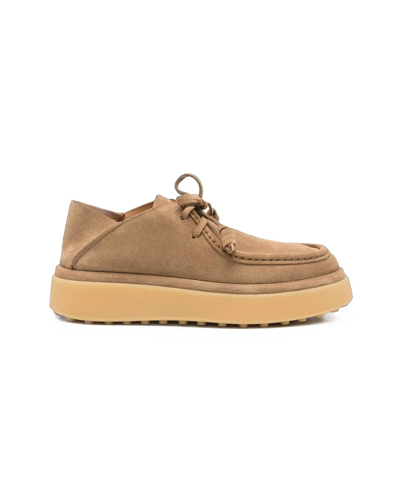 TOD'S Suede Platform Lace-up Shoes Brown
