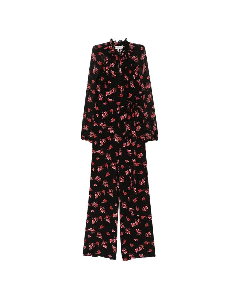 Diane von Furstenberg Keira Floral-print Tied-waist Jumpsuit Black